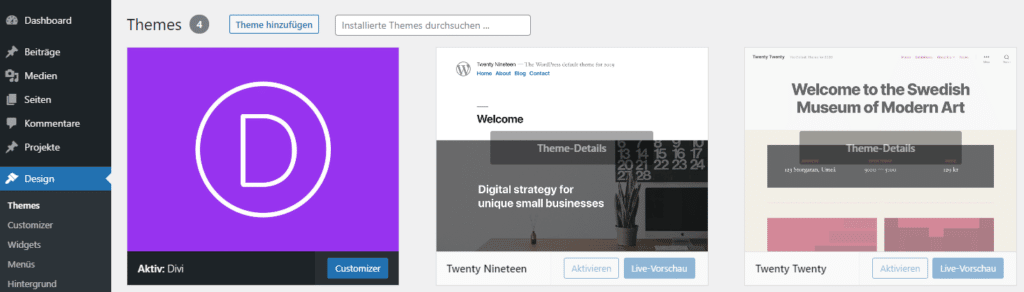 Divi Theme auf WordPress nutzen