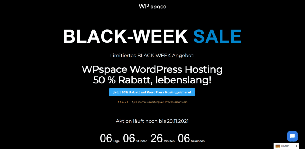Black Week Angebot WordPress Hosting WPspace