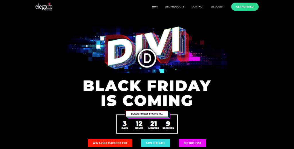 Black Week Angebot Divi Builder von Elegant Themes