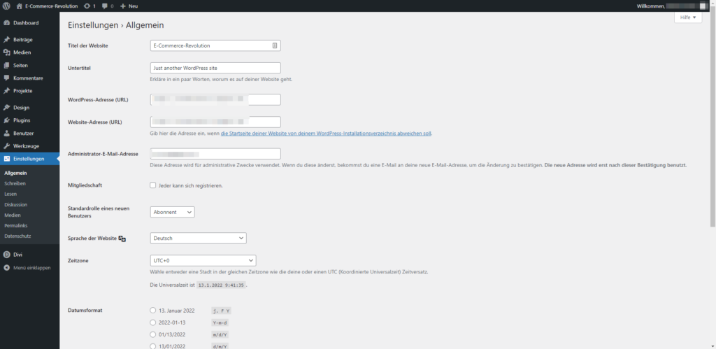 WordPress Tutorial Einstellung Allgemein
