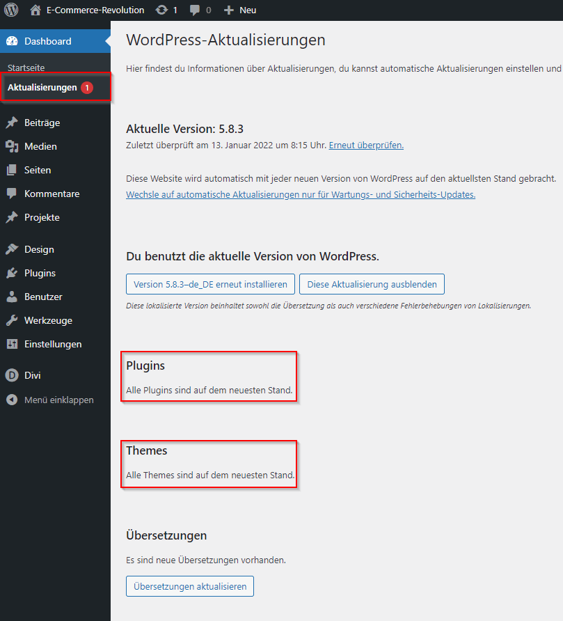 WordPress Tutorial Aktualisierungen
