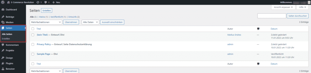WordPress Tutorial Seiten