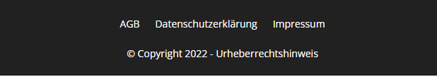 Copyright Hinweis im Website Footer