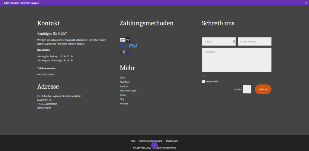 Divi Builder Website Footer erstellen