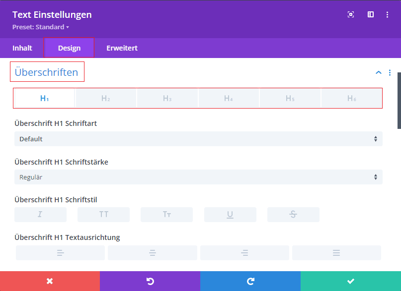 Formatierungen in Divi für deinen Footer