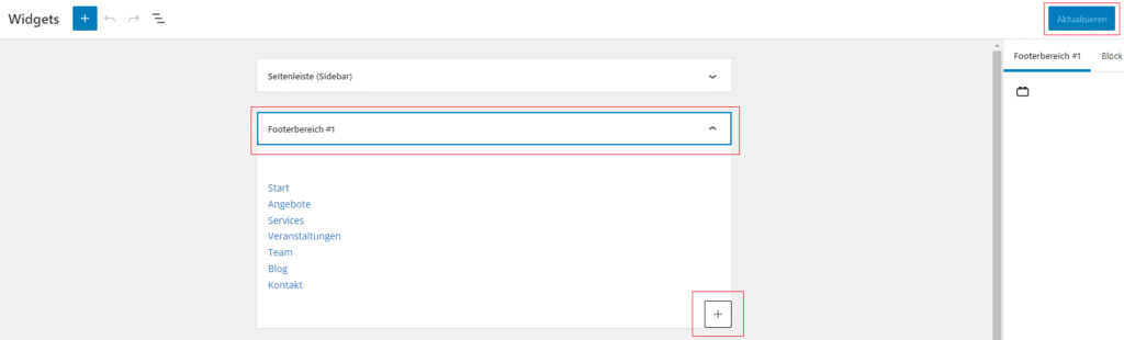 Menü für Footerbereich