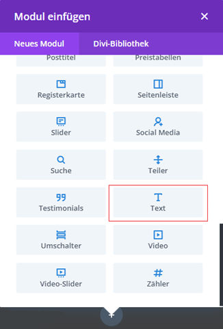 Text Modul Divi Footer Website