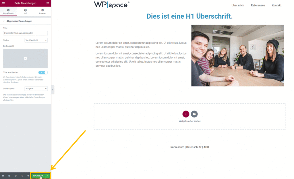 Elementor Seitentitel ausblenden_5