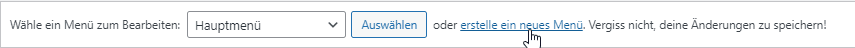 WordPress neues Menü erstellen