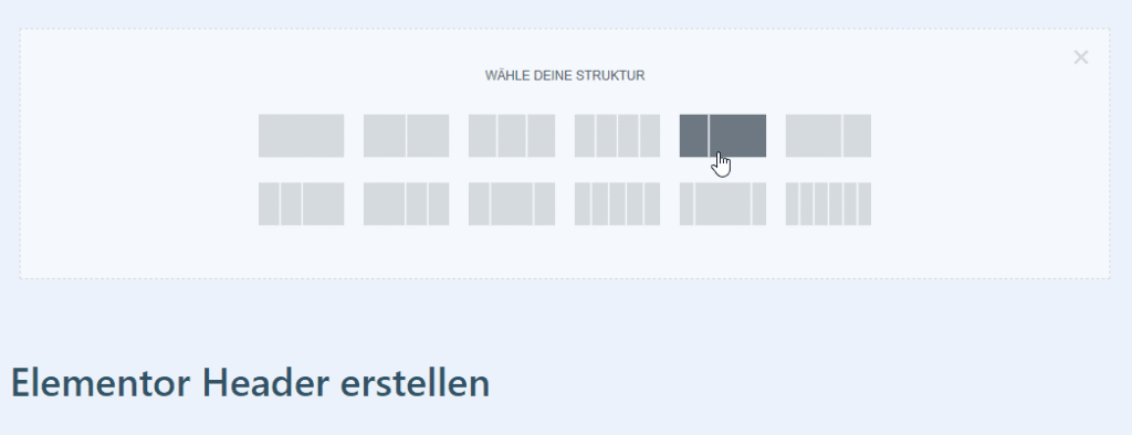 Elementor Struktur auswählen