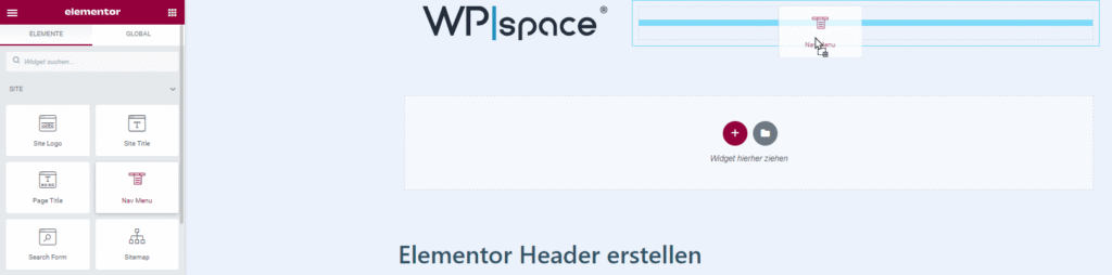 Elementor Header Menü einfügen