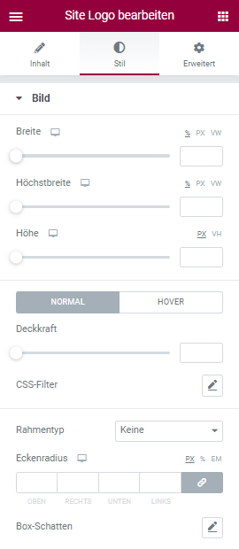 Elementor Footer Logo Voreinstellungen