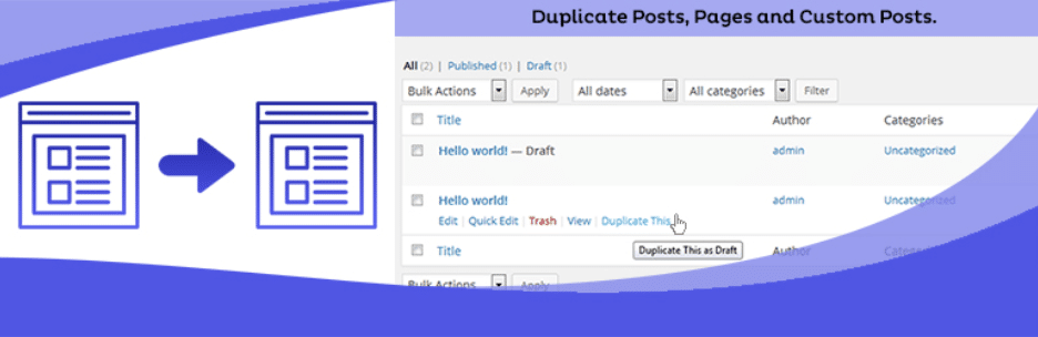 Duplicate Page WordPress Plugin Screenshot
