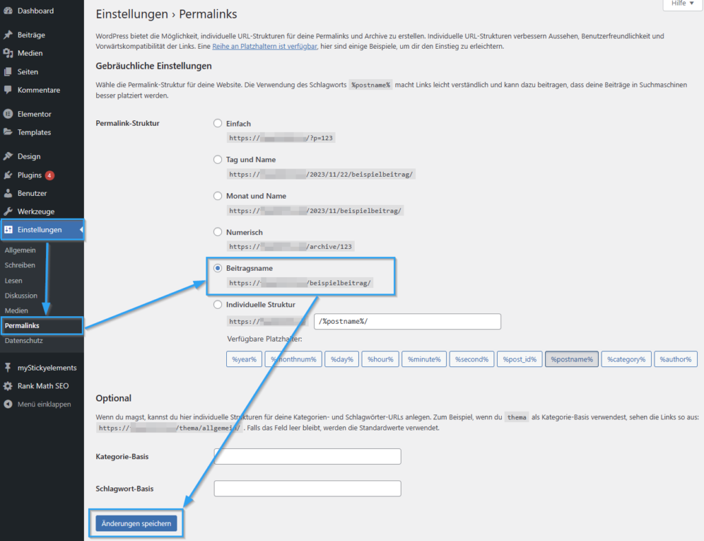 WordPress Permalink ändern