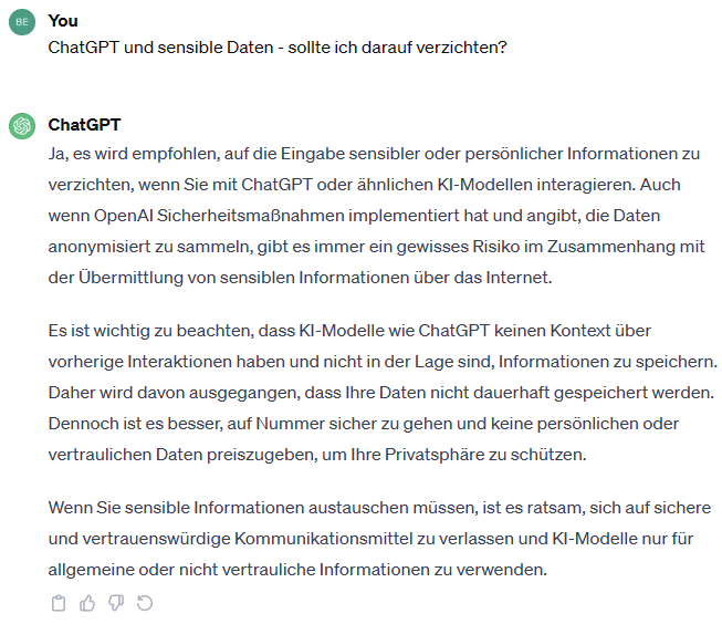 ChatGPT sensible Daten