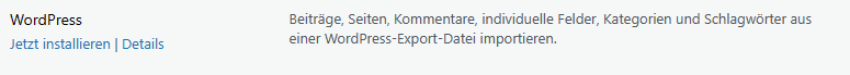 WordPress Import installieren