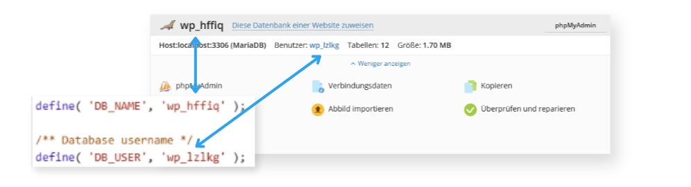 Datenbankangaben vergleichen