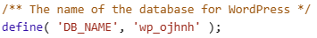 Datenbankname wp-config.php