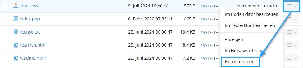 Download htaccess Stammverzeichnis