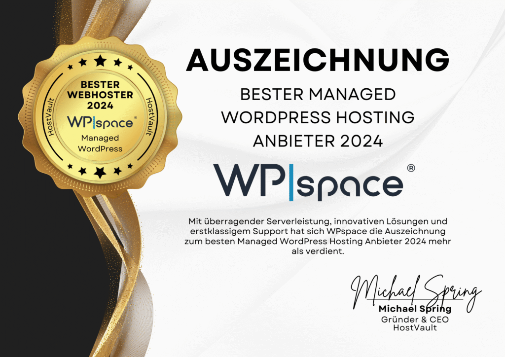 Auszeichnung HostVaul Award Gewinner 2024