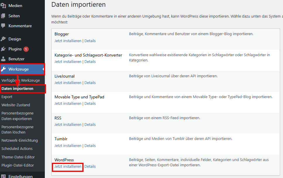 WordPress Beiträge Importer