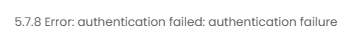 Authentication failed Fehlermeldung