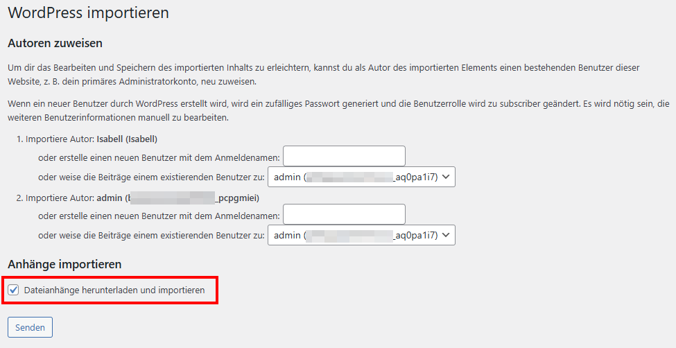 Import Beiträge WordPress