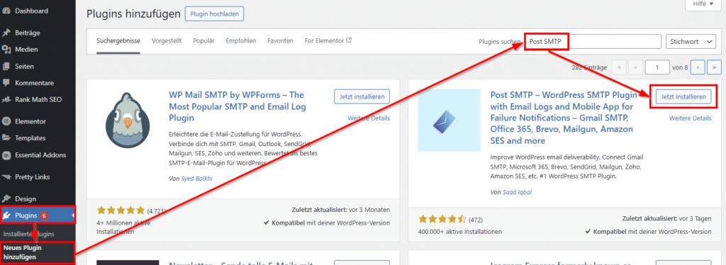 WordPress SMTP Plugin installieren