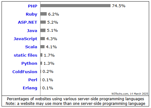 Statistik Nutzung serverseitiger Skriptsprachen