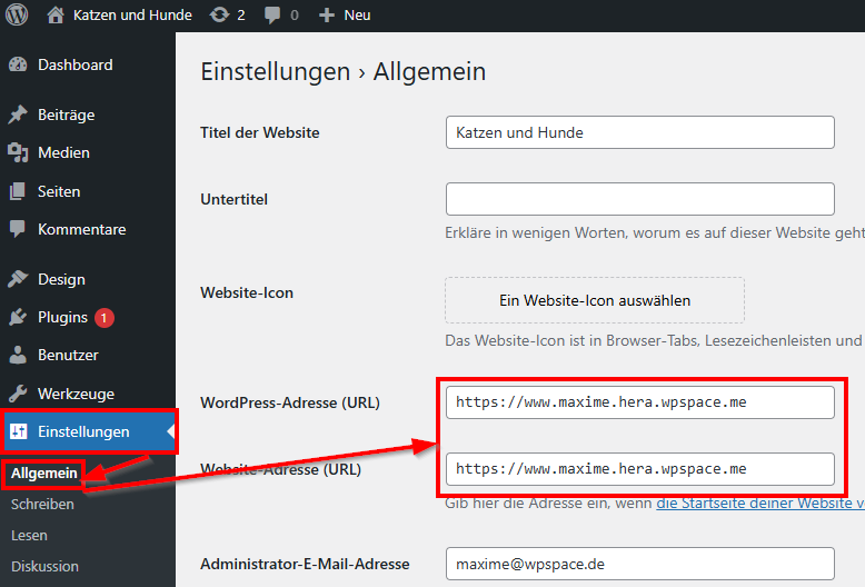 www. für Domain in WordPress ohne htaccess anpassen